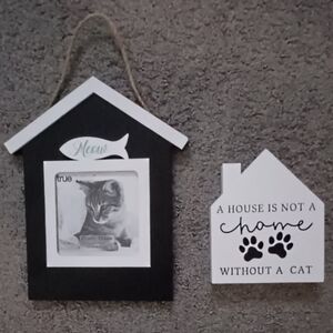 Black and White Cat-Themed Wall Decor Set